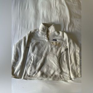 Patagonia Womens Re-Tool Snap-T Pullover Size M White Cream Fleece Sweater
